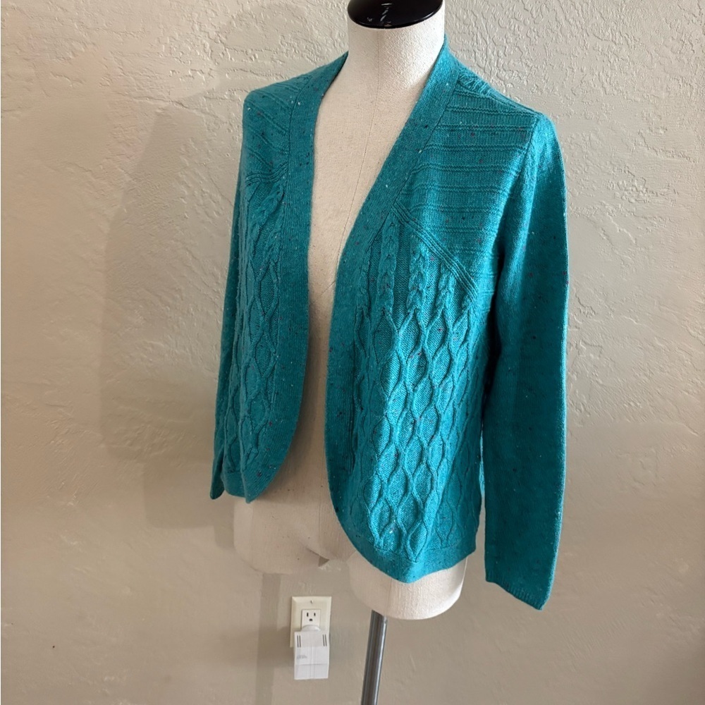 Talbots Open Front Cardigan Teal Women's Sweater Petite/Small